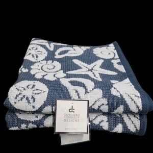 2 Starfish Sea Shell Beach House  Bath Towel Set Deborah Connolly NEW